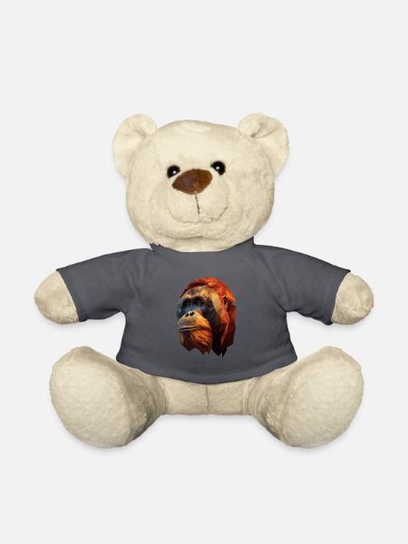 Orange Polygon Orangutan Portrait - Teddy - Anthrazit