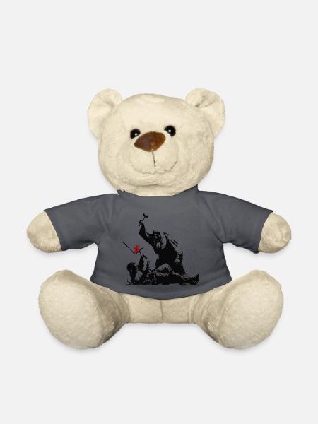 Banksy Street Art gegen Zensur Protest - Teddy - Anthrazit - Vorne