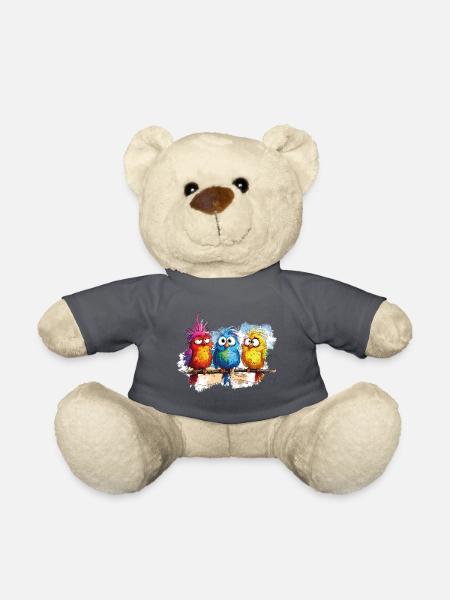 Bunte Vögel zeichnen Humor - Teddy - Anthrazit