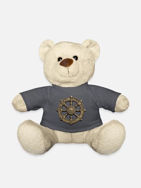 Lotus Dharma Wheel Om Mani Padme Hum - Teddy - Anthrazit