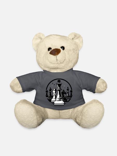 Schachduell im Schwarzweiß Schach Motiv - Teddy - Anthrazit