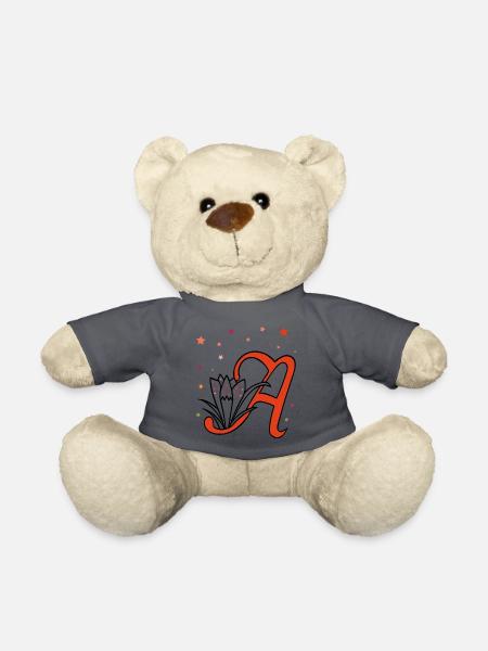 Buchstabe, Initiale, Blume - Teddy - Anthrazit