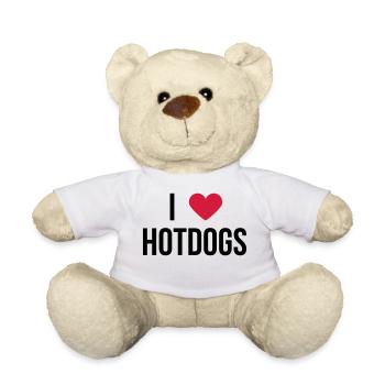 J'adore les hot-dogs! Proverbes cadeau - Nounours - blanc - Devant