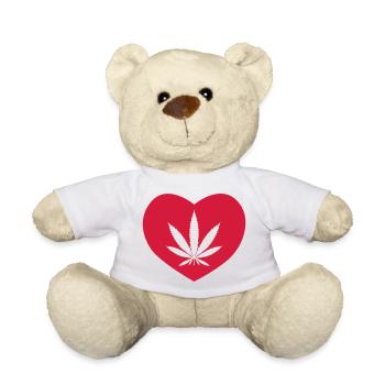 Weed Liebe 420 Hanfblatt Cannabis Kiffer Geschenk - Teddy - Weiß - Vorne