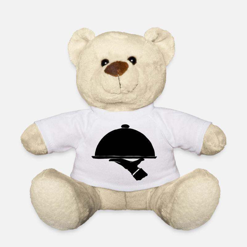 Servierglocke Kellner Herr Ober Geschenk Glosche - Teddy - Weiß