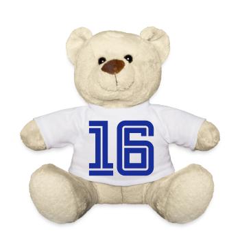 College Numbers, Nummern, Sports Numbers, 16 - Teddy - Weiß - Vorne