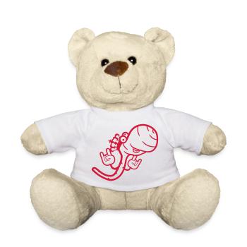 Heavy Metal Worm King Crown Horns Hand Gesture Fun - Teddy Bear - white - Front
