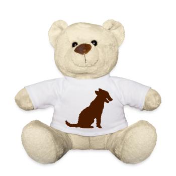 Hund Sitzt Silhouette Zunge Herausstrecken Umriss - Teddy - Weiß - Vorne
