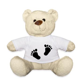 Deux pieds de bébé 2 pieds de bébé empreintes enfant mignon - Nounours - blanc - Devant
