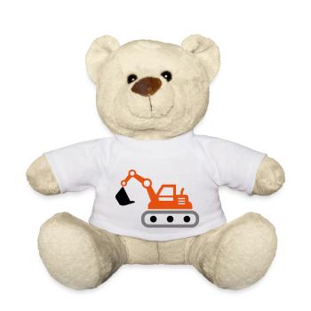 Bagger Geschenkidee für Kinder und Erwachsene - Teddy - Weiß - Vorne