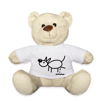 Hund pinkelt - Teddy - Weiß - Vorne