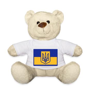Ukraine flag with symbol - Teddy Bear - white - Front