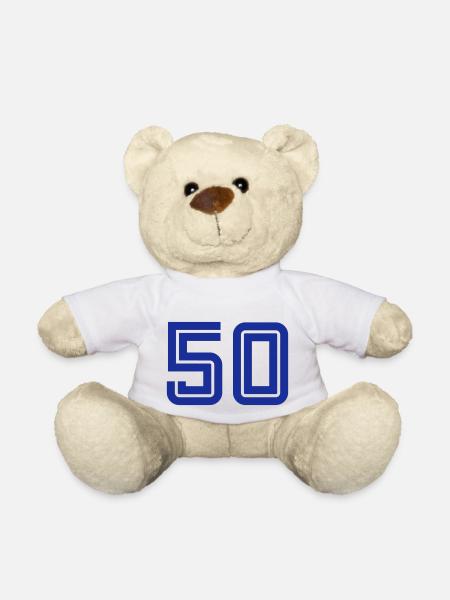 College Numbers, Nummern, Sports Numbers, 50 - Teddy Bear - white