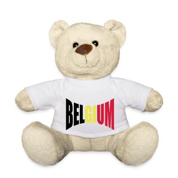 Belgium Belgien Text Flagge Cool Fußball Fan Spaß - Teddy - Weiß - Vorne