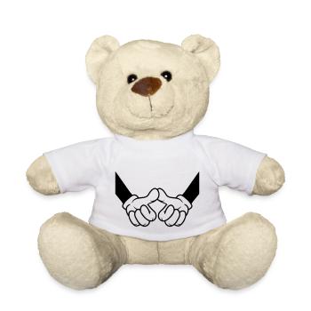Begrüßung Daumen berühren Freunde - Teddy - Weiß - Vorne