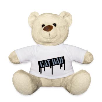 Stamp Cat Dad Logo - Teddy Bear - white - Front