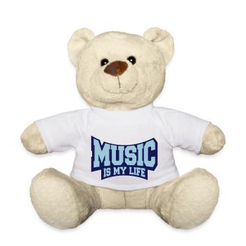 Music is my Life Musik Leben Liebe Spruch Zitat - Teddy - Weiß - Vorne