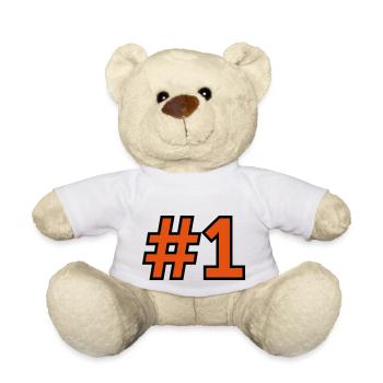 Sport Number 1 One - Teddy Bear - white - Front
