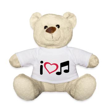 Slogan J'aime la musique. L'amour de la musique. - Nounours - blanc - Devant