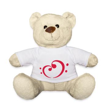 I Love Bass Herz Music Liebe Notenschlüssel Note - Teddy - Weiß - Vorne
