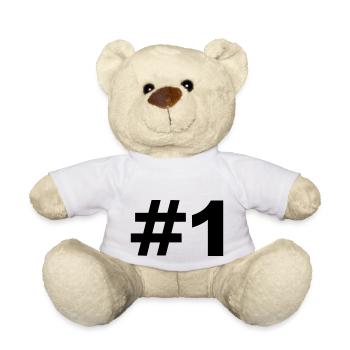 Number 1 - Teddy Bear - white - Front