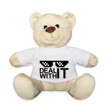 sonnenbrille pixel balken text deal with it entspa - Teddy - Weiß - Vorne
