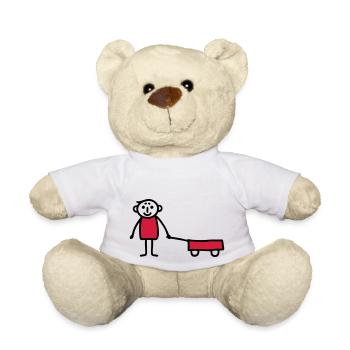 Junge mit Bollerwagen - V2 - Teddy - Weiß - Vorne