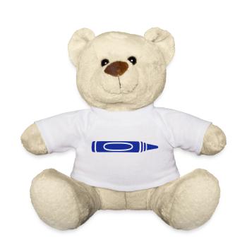 Blauer Wachsmalstift cool Design - Teddy - Weiß - Vorne