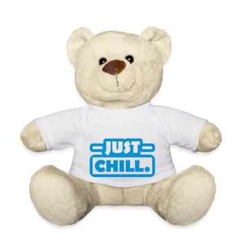 Logo Just Chill Text - Teddy Bear - white - Front