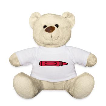 Roter Wachsmalstift cool Design - Teddy - Weiß - Vorne
