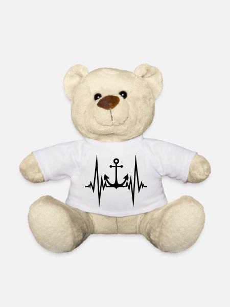 herzschlag puls frequenz anker boot schiff schwimm - Teddy - Weiß
