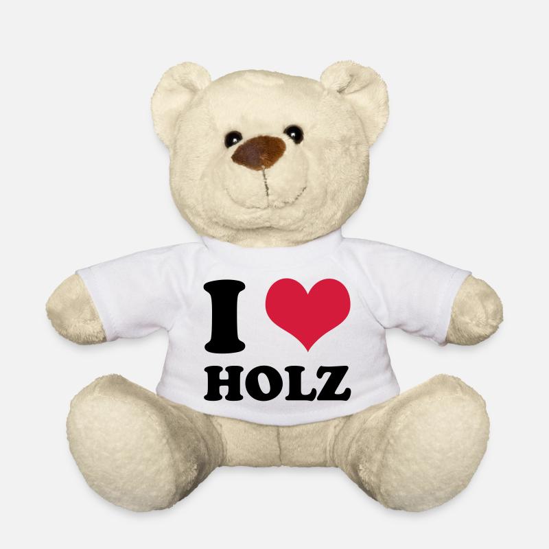 I love wood - Teddy Bear - white