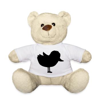 Silhouette cute chick little bird - Teddy Bear - white - Front