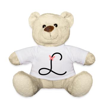 Letter L Butterfly Letter - Teddy Bear - white - Front