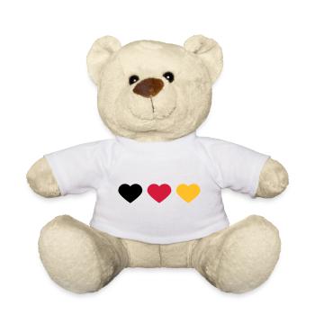 3 Herzen Deutschland Flagge Farben Liebe Deutsch - Teddy - Weiß - Vorne