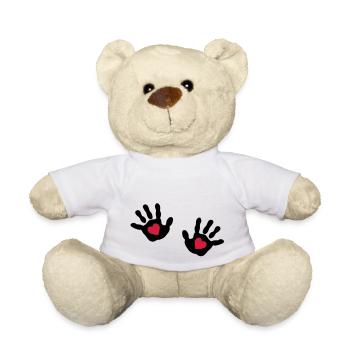 Bébé mains - cœur - Nounours - blanc - Devant
