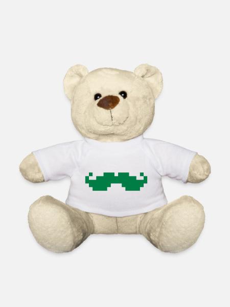 8bit pixel moustache - Teddy - Weiß