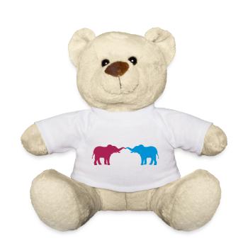 2 Elefanten verliebtes Paar - Teddy - Weiß - Vorne