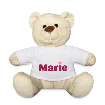 Marie mit Herz Geschenk - Teddy - Weiß - Vorne