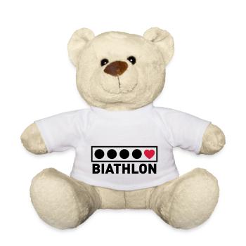 Biathlon Zielscheiben mit Herz - Teddy - Weiß - Vorne