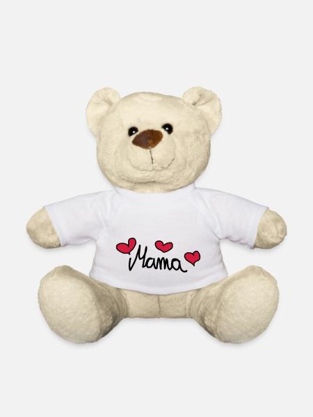 Mama - Süßes Design mit Herzen - Teddy - Weiß