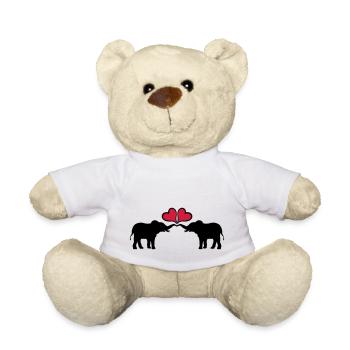 Hearts In Love Elephant Couple - Teddy Bear - white - Front