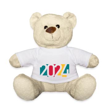 2024 happy new year Jahreszahl Datum Zahl Anno - Teddy - Weiß - Vorne
