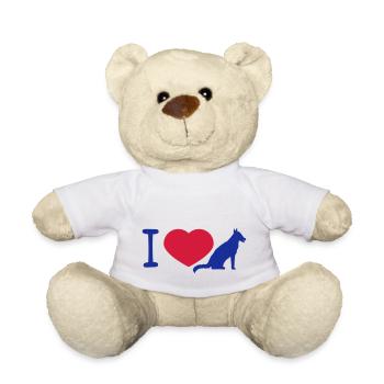 Chien J’aime les chiens Symbole du cœur Logo J’aime les chiens - Nounours - blanc - Devant