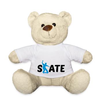 logo skate text skateboard stunt trick fahren spas - Teddy - Weiß - Vorne