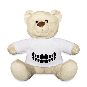 Grinning Evil Horror Mouth Smile Comic Teeth - Teddy Bear - white - Front