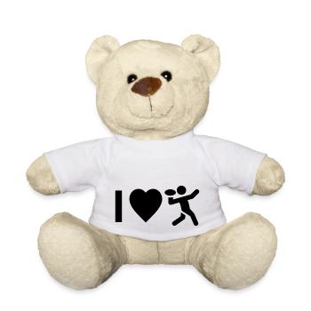 Design cool « I Love Football » pour lui et elle - Nounours - blanc - Devant