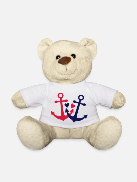 jolie ancre avec le coeur - Nounours - blanc