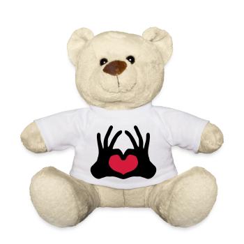 form umriss 2 haende paar team hand zeichen halbes - Teddy - Weiß - Vorne