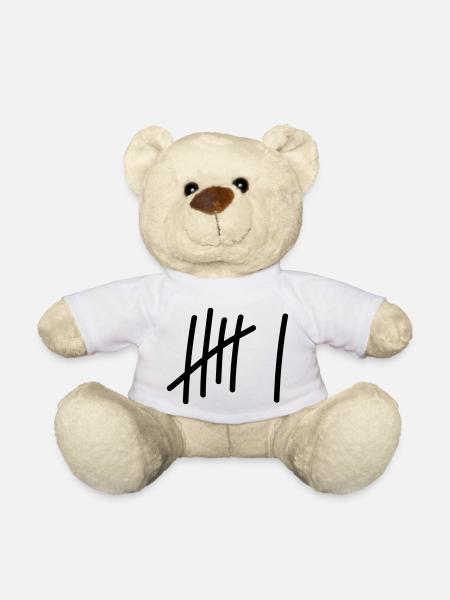 6 Striche // 6 Mal // Geburtstag // Geschenk - Teddy - Weiß